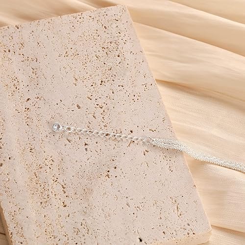 Miniatura 9 de Freekiss - Tobilleras de plata de ley para mujer impermeables con capas delicadas, ajustables, apilables con cadenas Figaro, cuentas y eslabones