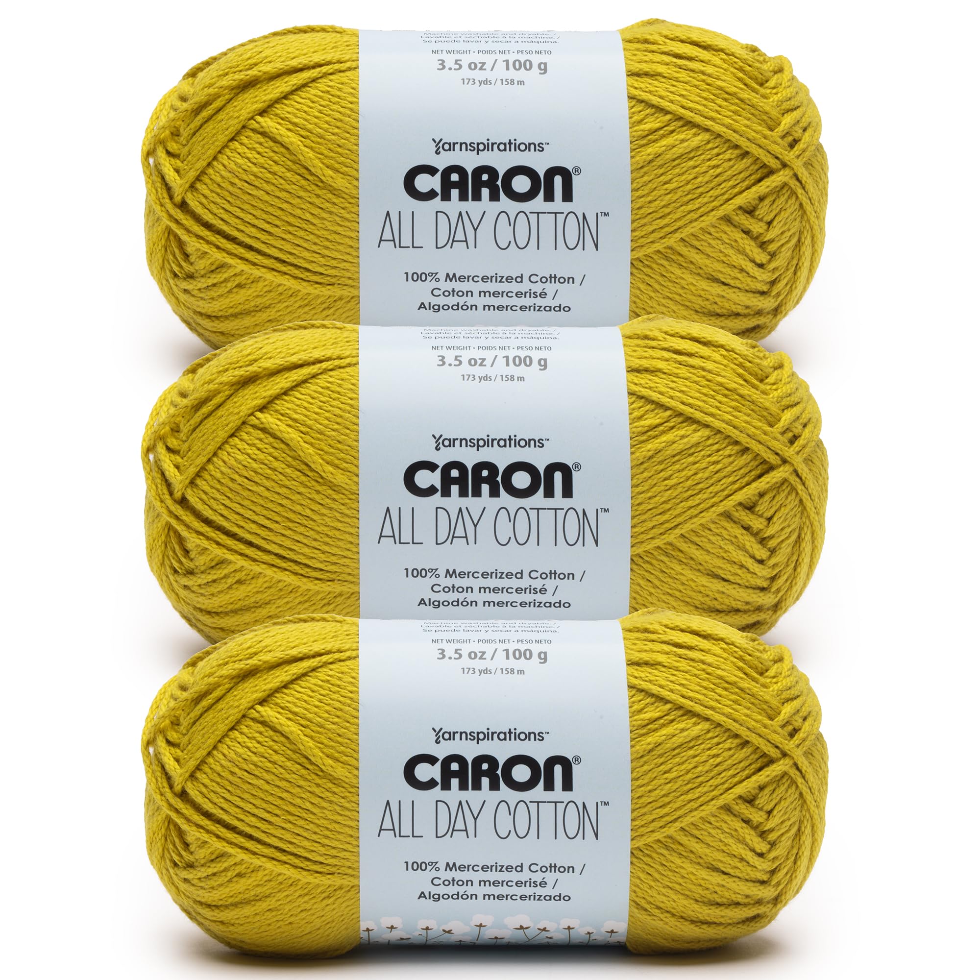 Caron All Day Cotton Yarn for Crocheting, Mmm Mango, 3-Pack
