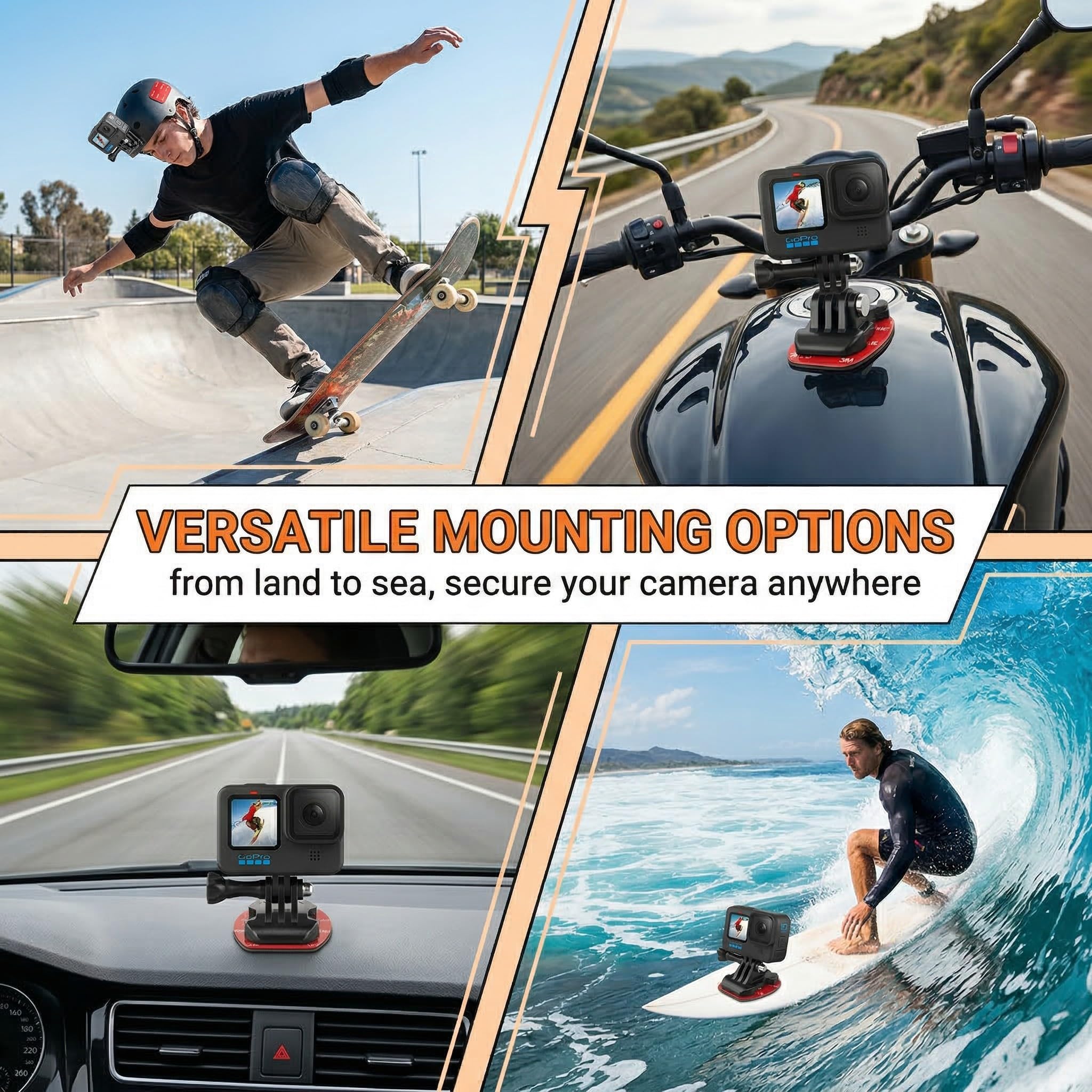 12 pz Supporti Adesivi Piatto Curvo con Pad Adesivo per Casco, Montaggio con Colla 3M Compatibile con GoPro Hero 12/11/10/9/8/7/6/5/4/3 Action Camere