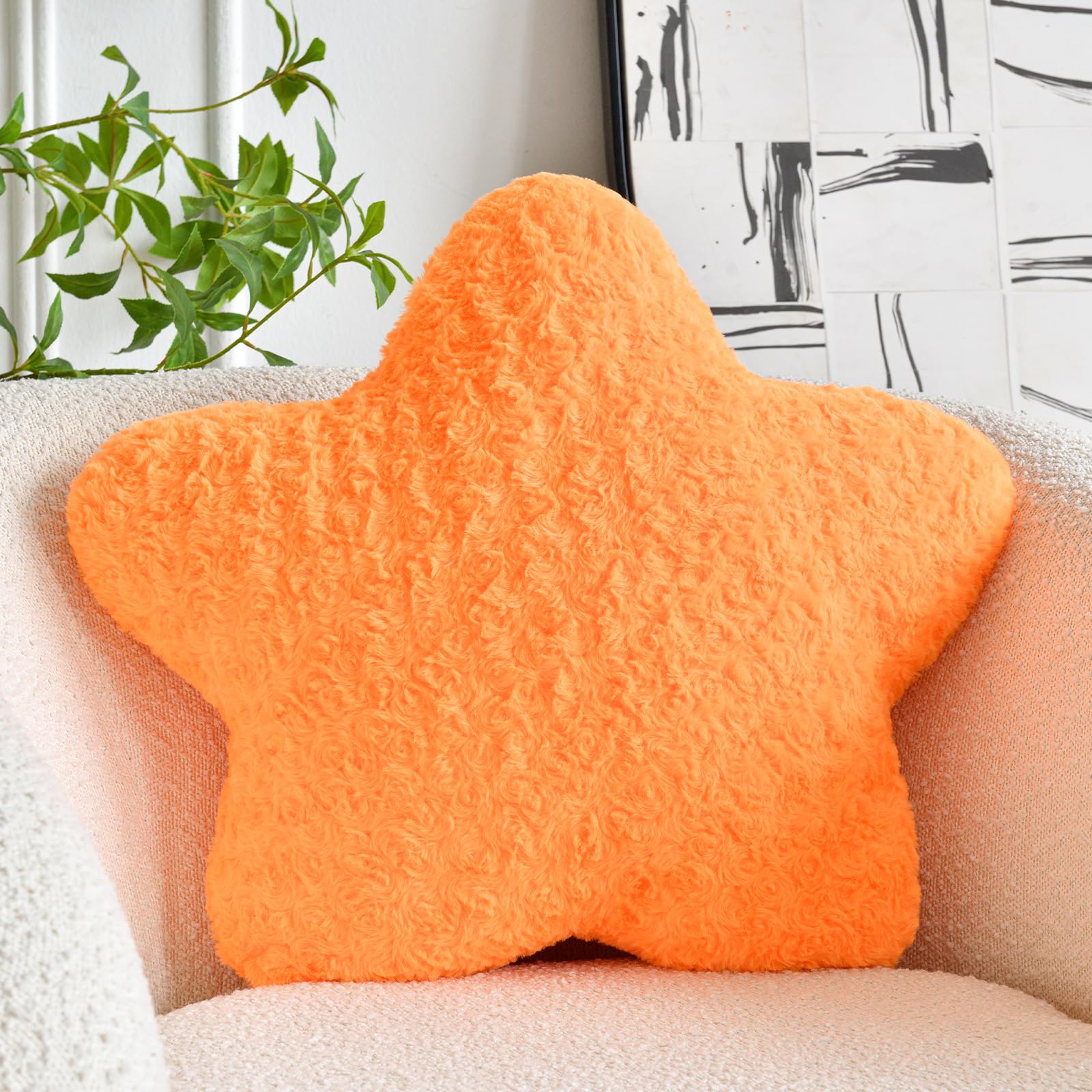 ZCNYCLAM Star Pillow, 14.9" Star Shaped Plush Pillow for Couch Bed Sofa, Cute Decorative Throw Pillows with Soft Faux Fur Room Decor for Bedroom