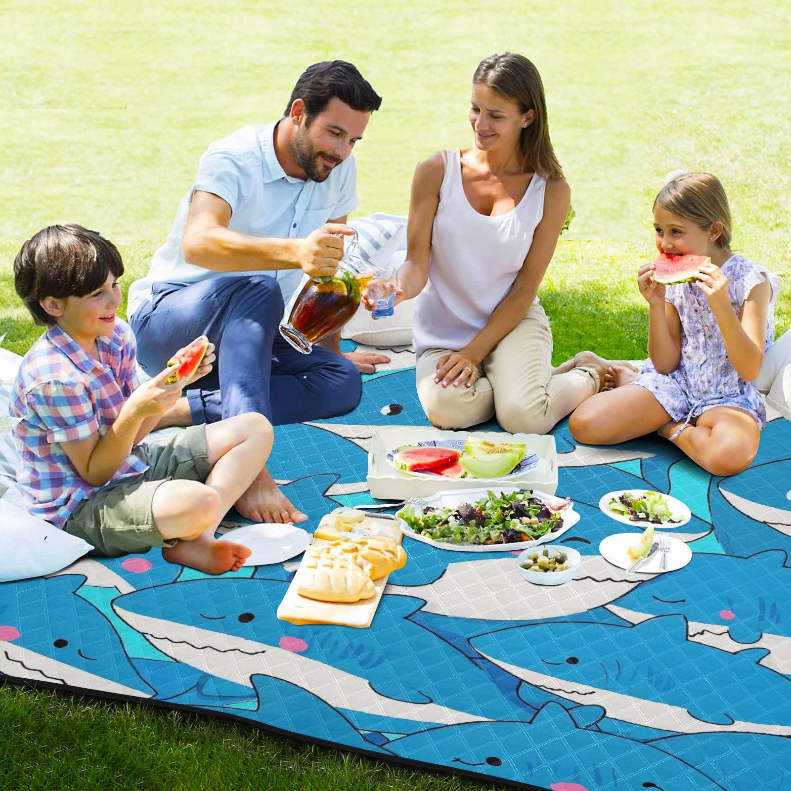 Urocza kreskówka ryba morze odporny na piasek koc plażowy odporny na piasek trawnik mata zewnętrzna do ziemi