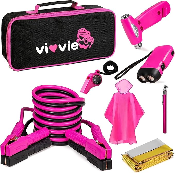 Kit de emergencia para carretera rosa para mujeres y adolescentes miniatura 9