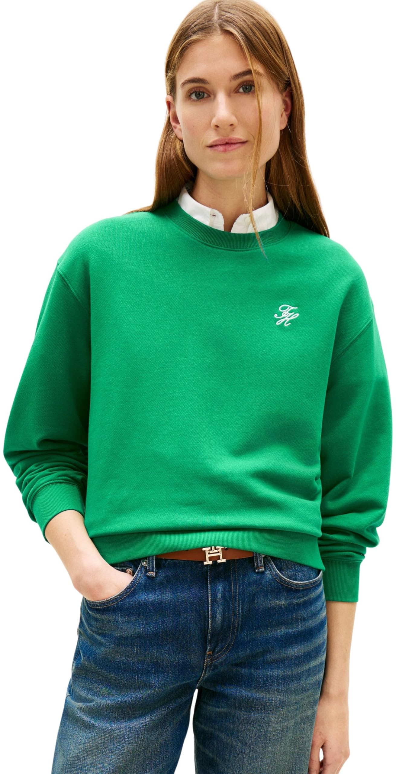 Tommy Hilfiger Damen Th Script Reg Sweatshirt Ww0ww48724 Pullover-Sweatshirt (1er Pack)