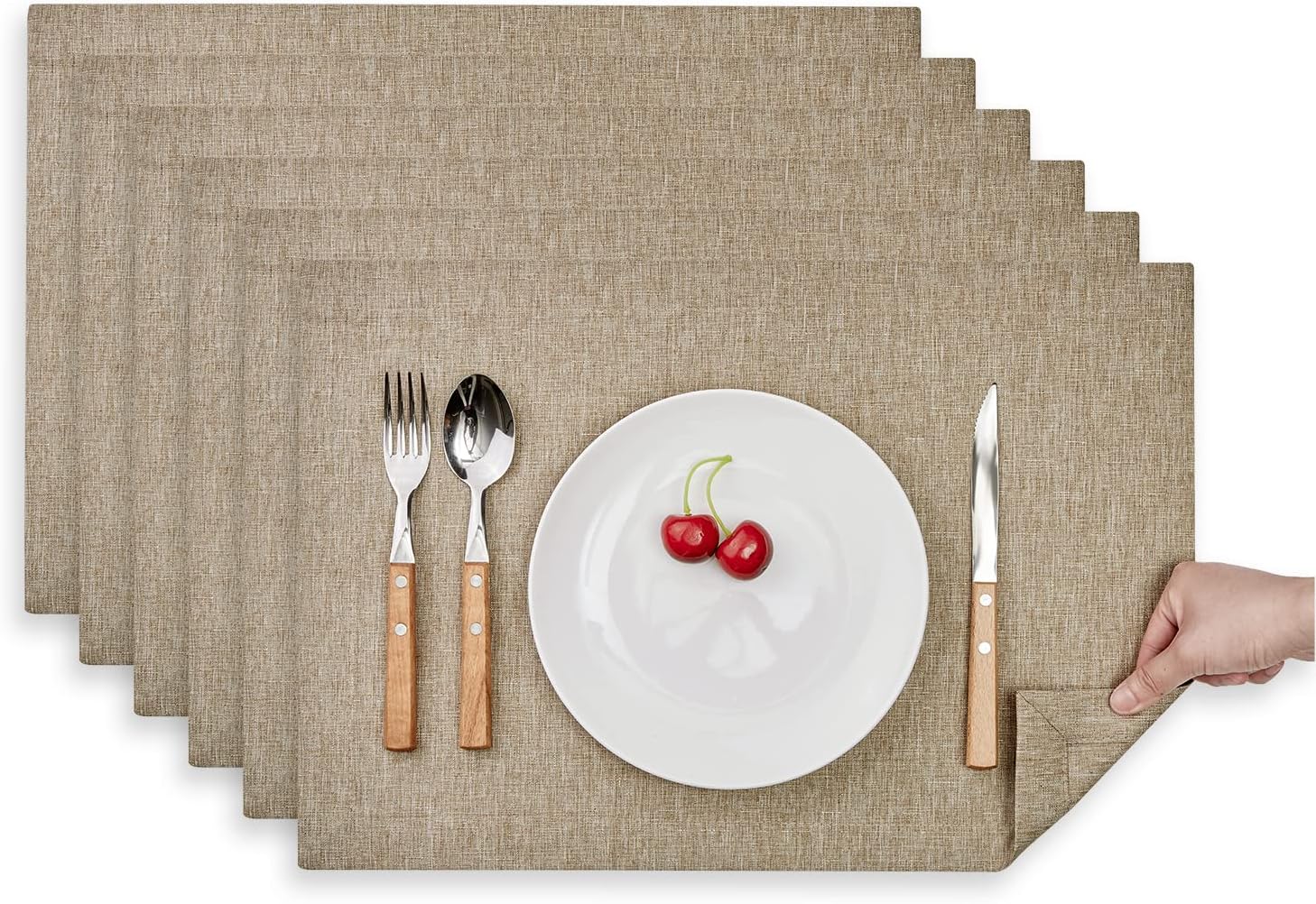 Mebakuk Cloth Placemats Set of 6, Machine Washable Linen