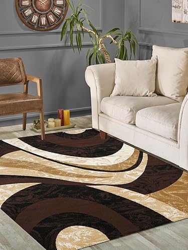 YafaHomeFashion - Alfombras de área para sala de estar y dormitorio, diseño moderno y contemporáneo con remolinos, suave, lujosa, elegante y a la