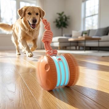 Interactive Dog Ball, Moving and Rolling Chase Buddy Toy for Small to Large Dogs, Motion-Activated Dog Interactive Toy with Rope, Boredom Relief and Energy Burn for Active Dogs