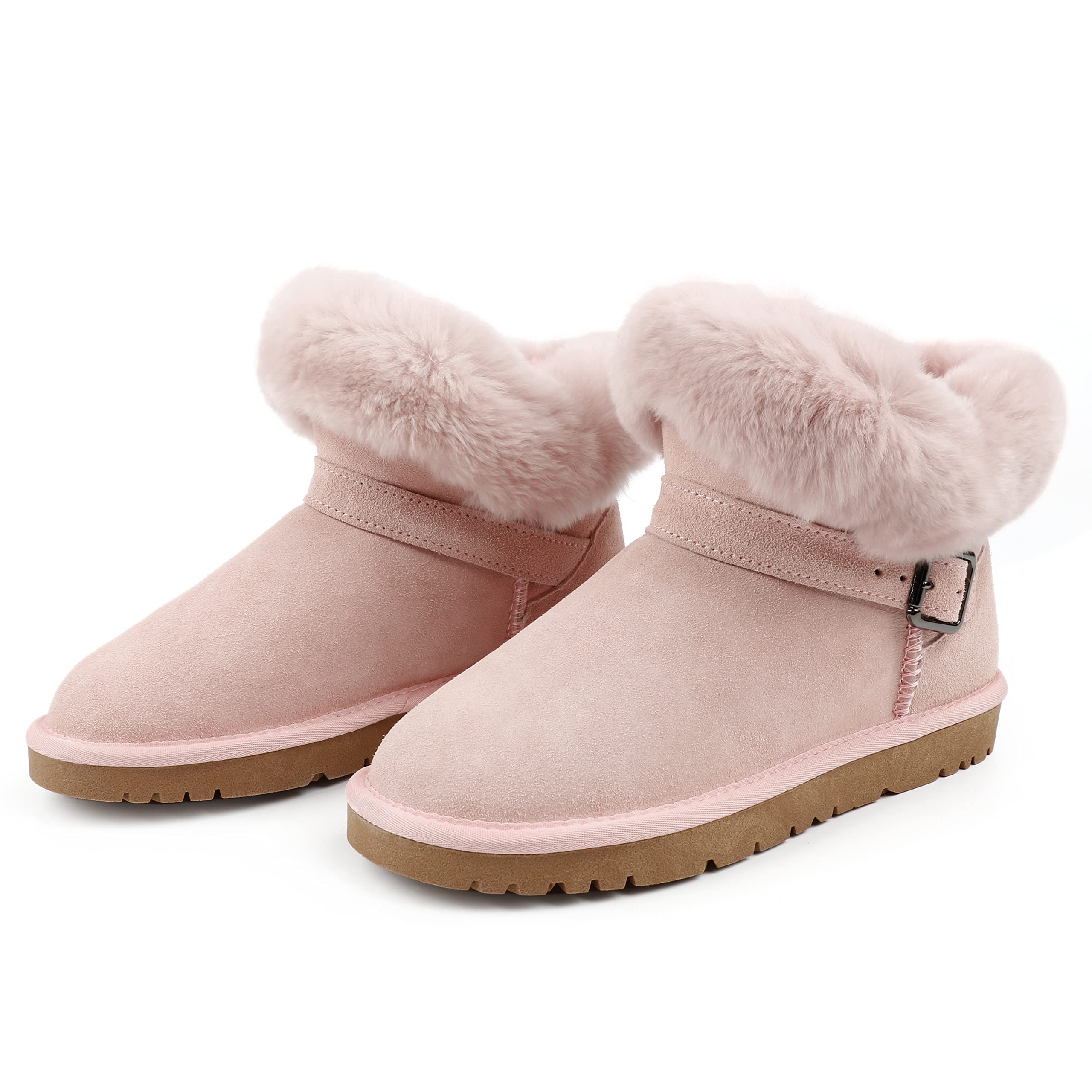 JOY IN LOVE Women Snow Boot With Faux Fur Collar Fashion Winter Ankle Booties