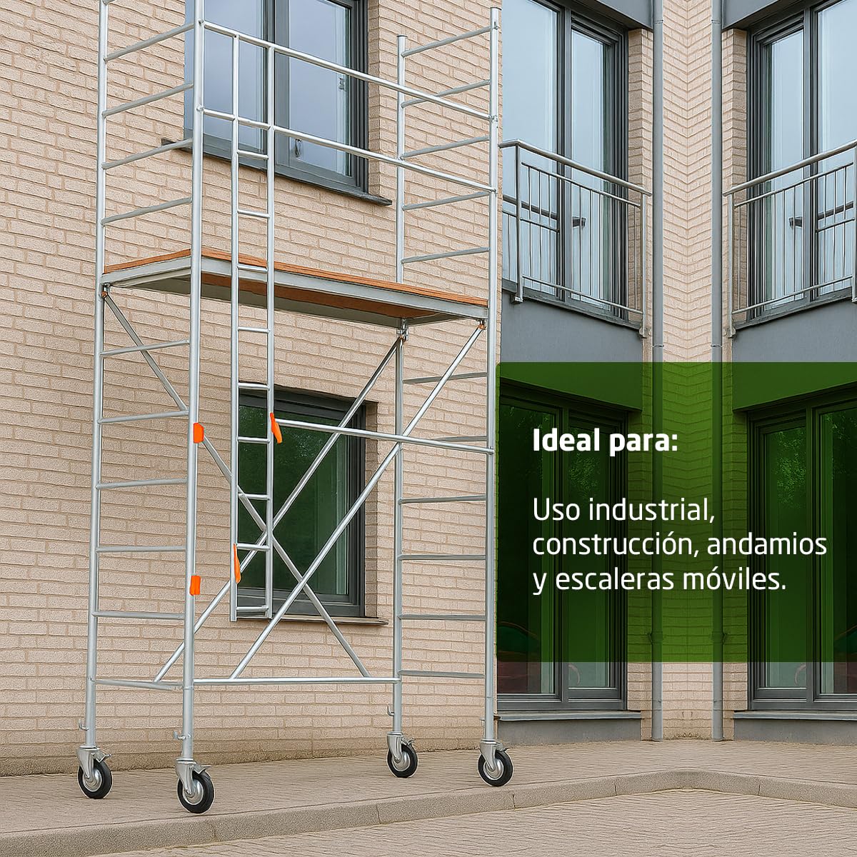 Amig - Rueda Andamio Hembra con Freno - Ø200 mm - Núcleo Metálico y Banda de Goma - Rodamientos de Rodillos - Soporta 200 kg - Ideal para Andamios y Suelos Interiores/Exteriores - Ruedas Giratorias