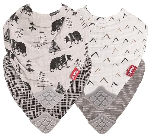 Nuby Babero reversible de 2 piezas de muselina de algodón 100% natural (los coloresestampados pueden variar)