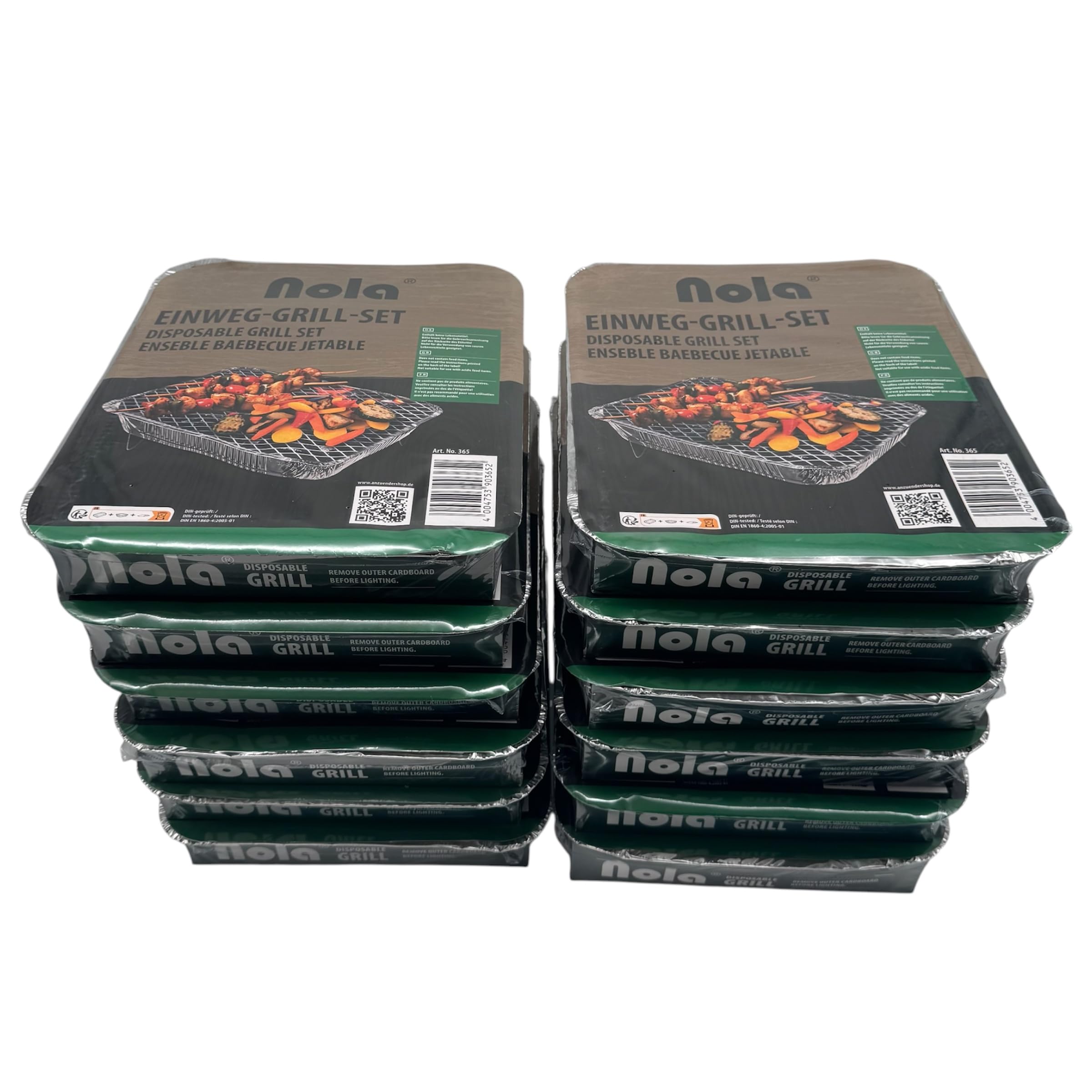 NOLA Barbecue Monouso - Confezione da 12 - Con Carbone da 500 g & Carta d'accensione - Pronto all'uso per Picnic, Campeggio & Festa Barbecue - Instant Picnic Grill Art. 365 (12)
