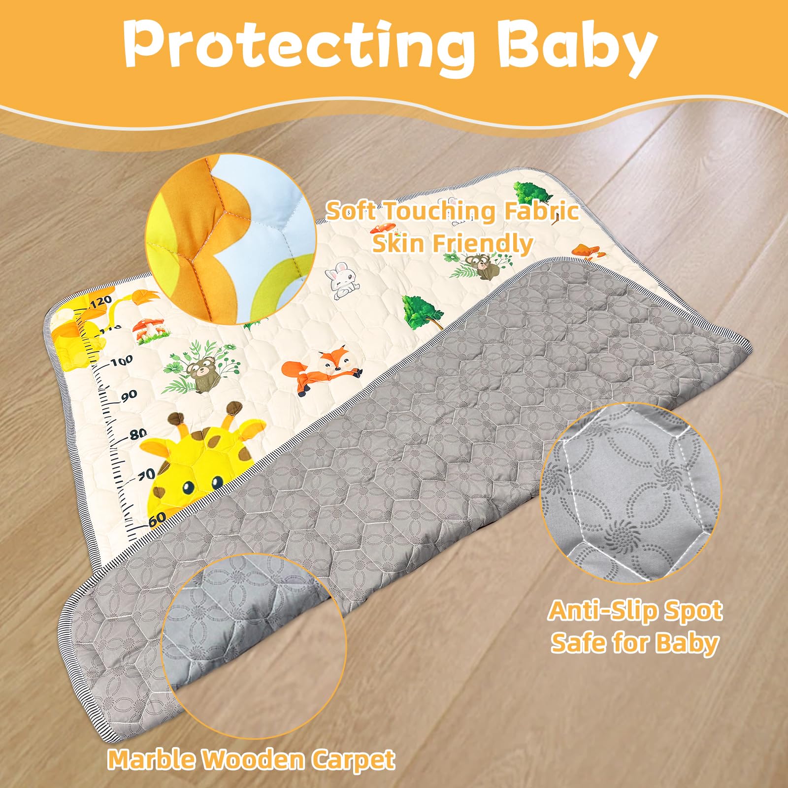 Baby Floor Mat 127 * 127cm, Thick Baby Play Mat for Floor Soft Non-Slip Baby Safe Floor Carpet - Image 3