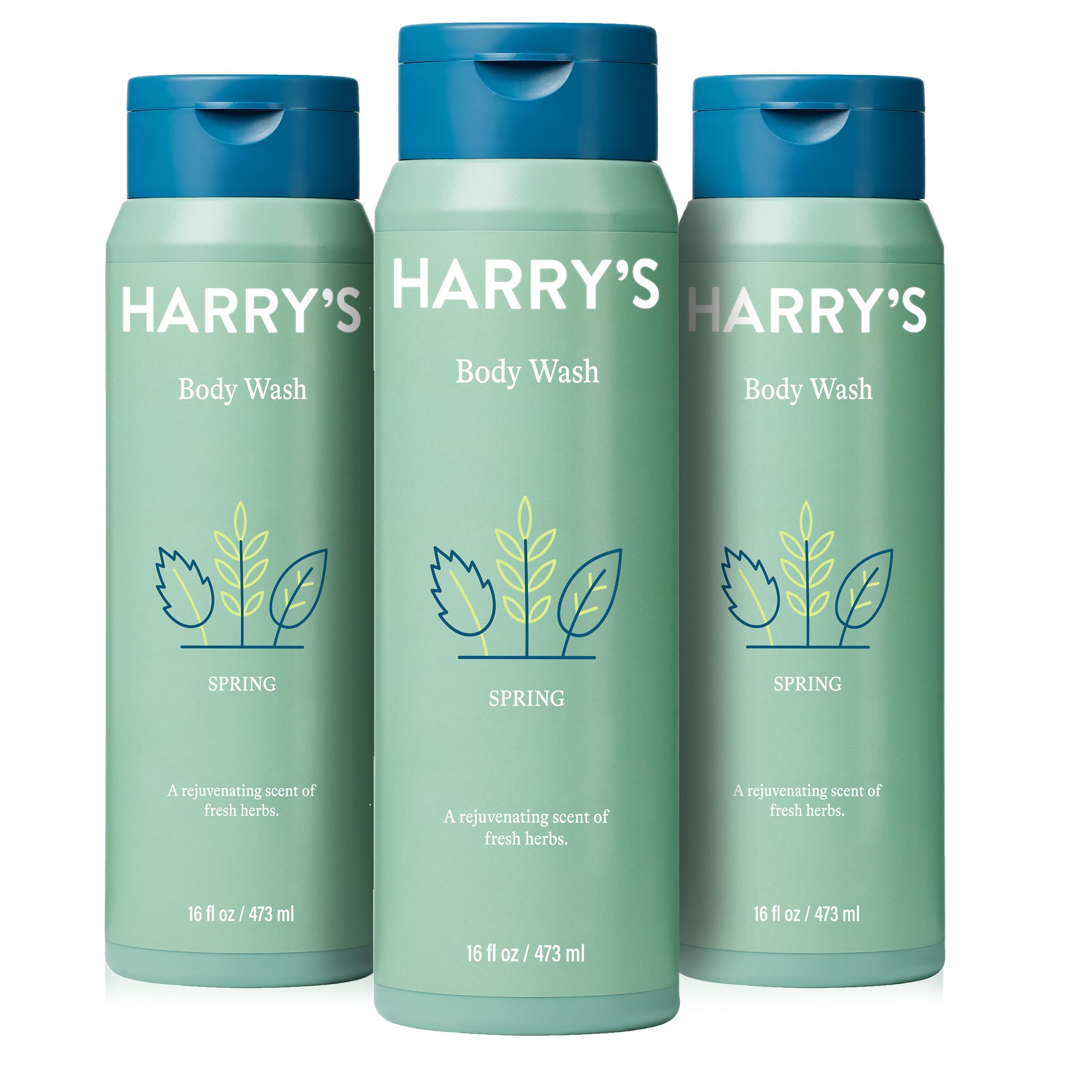 Harry's Men's Body Wash, Shiso/Spring, 532ml, Pack of 3, Shower Gel for Men - No Parabens, Sulfates or Dyes