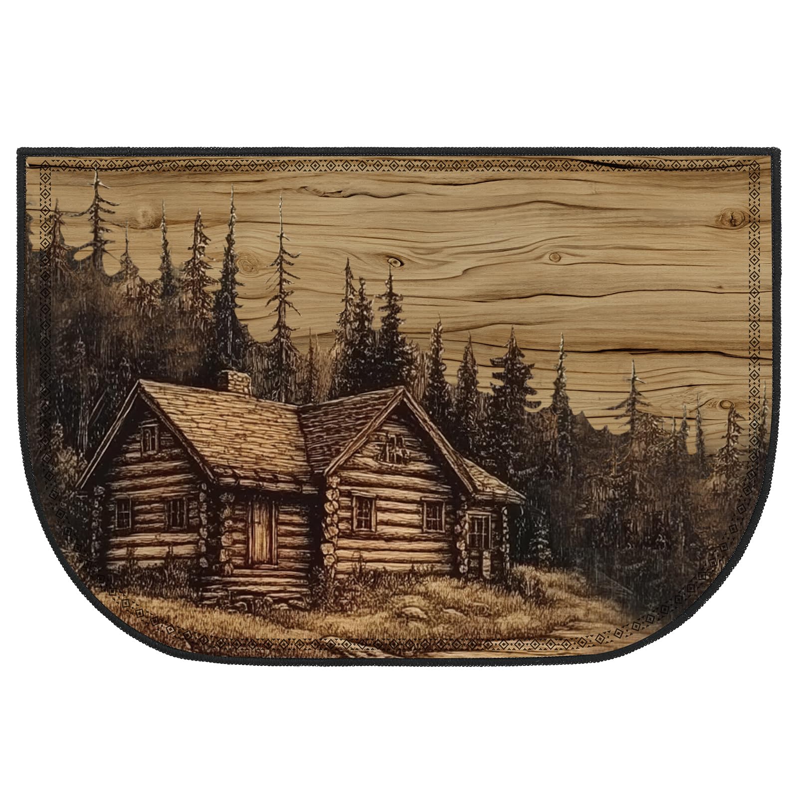 Demissle Fireplace Hearth Rug Fireplace Mats Cabin Southwestern Fireproof Fire Resistant Rug for Wood Stove Floor for Kitchen Indoor Outdoor (Wood House,24 x 36 Inch) โ image 1