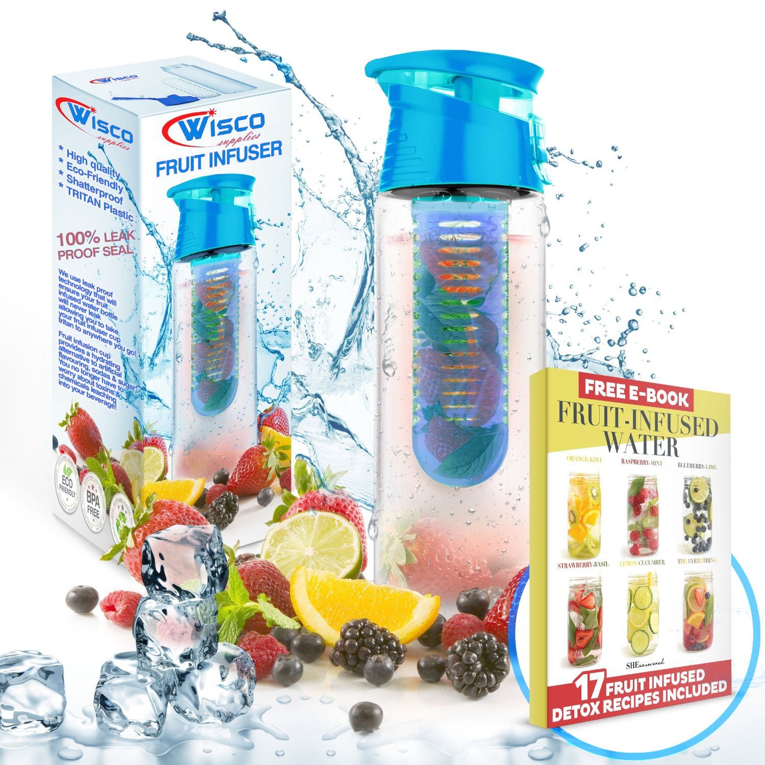 Botella de agua infusora de fruta de 800ml, a prueba de fugas ...
