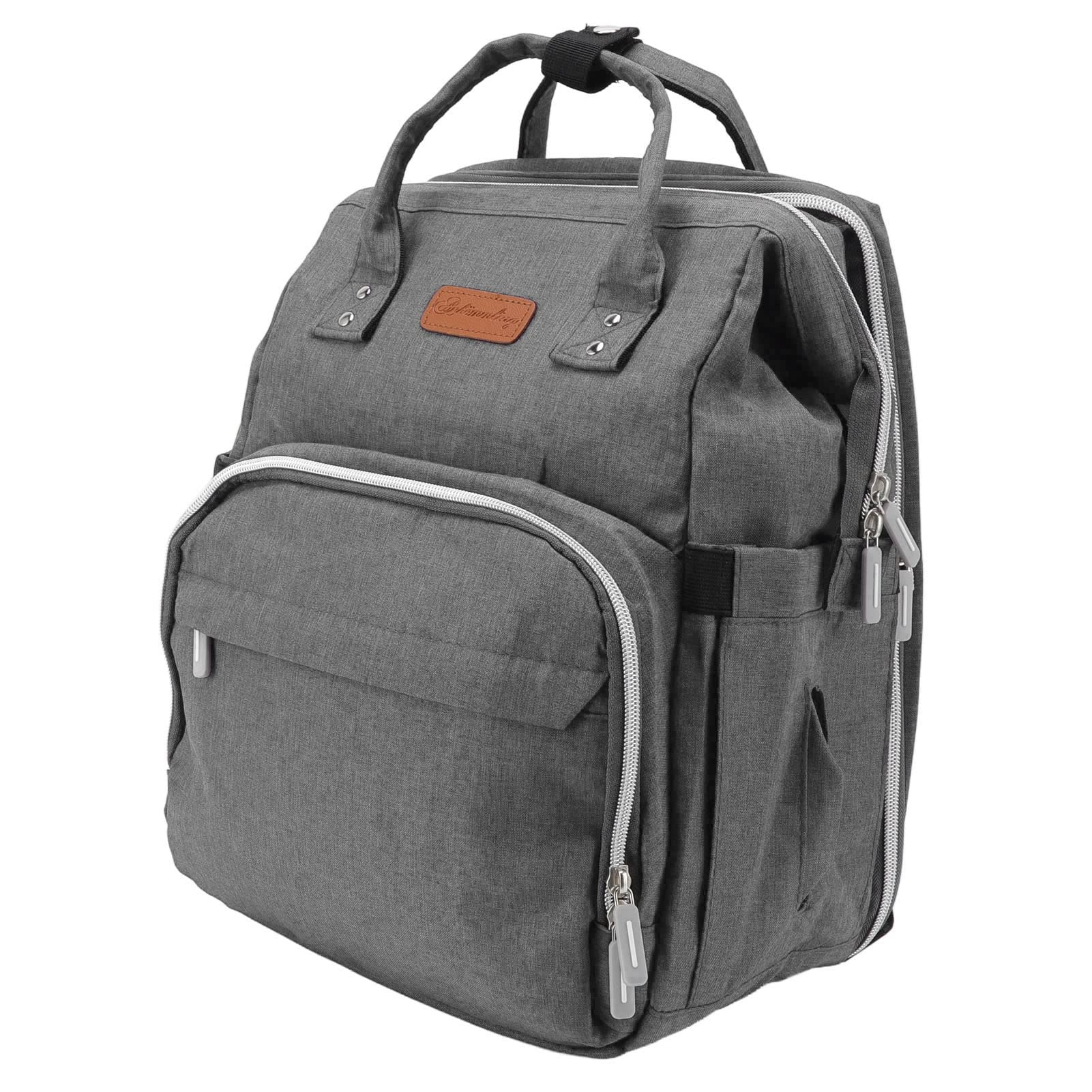 yeck Stain-Resistant Portable Folding Crib Bag Baby Diaper Bag Multi-Compartment Travel Design for Home Outdoor Activities Gray-picture-51