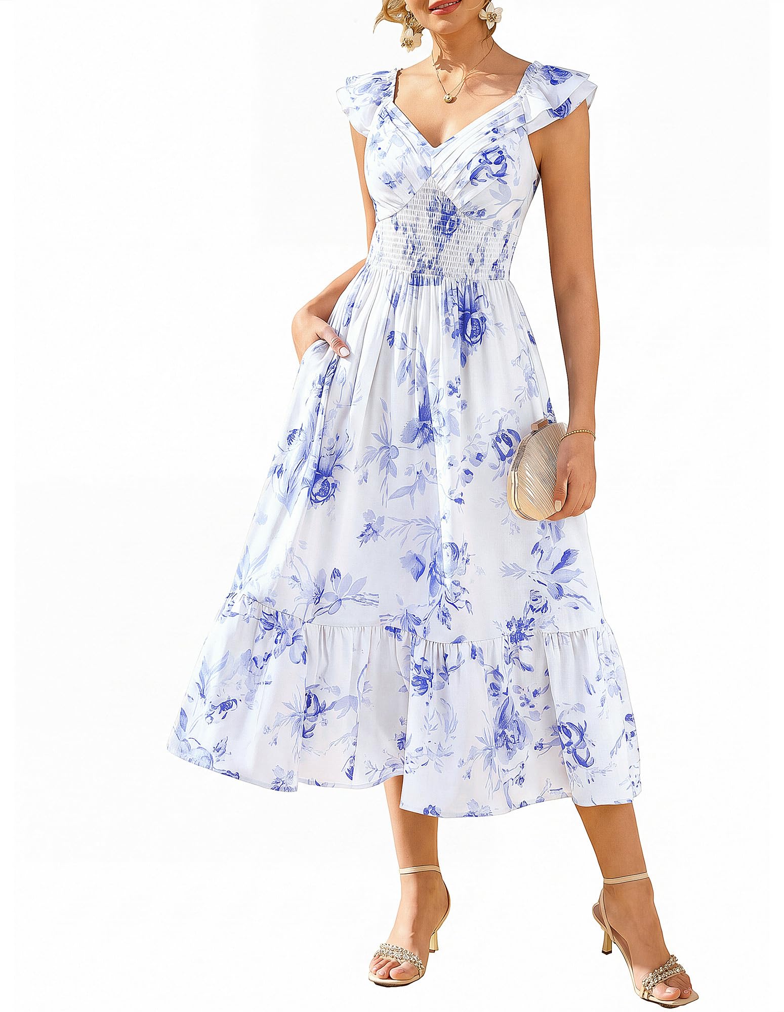 GRACE KARIN Women's Summer Floral Maxi Wedding Guest Dresses