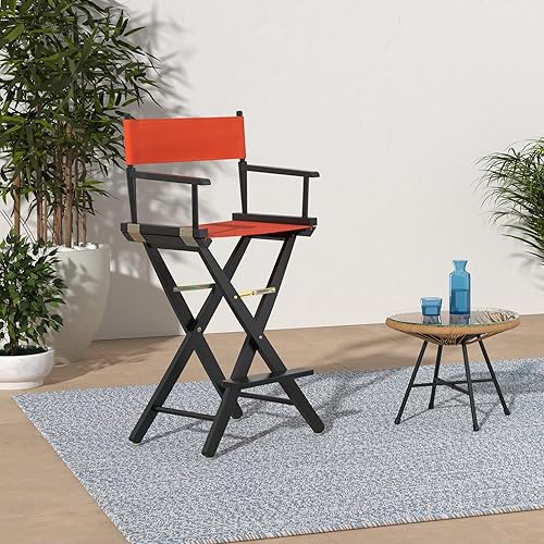 Miniatura 2 de Casual Home - Silla de director de 30.0 in, marco negro, con lienzo naranja, altura de barra