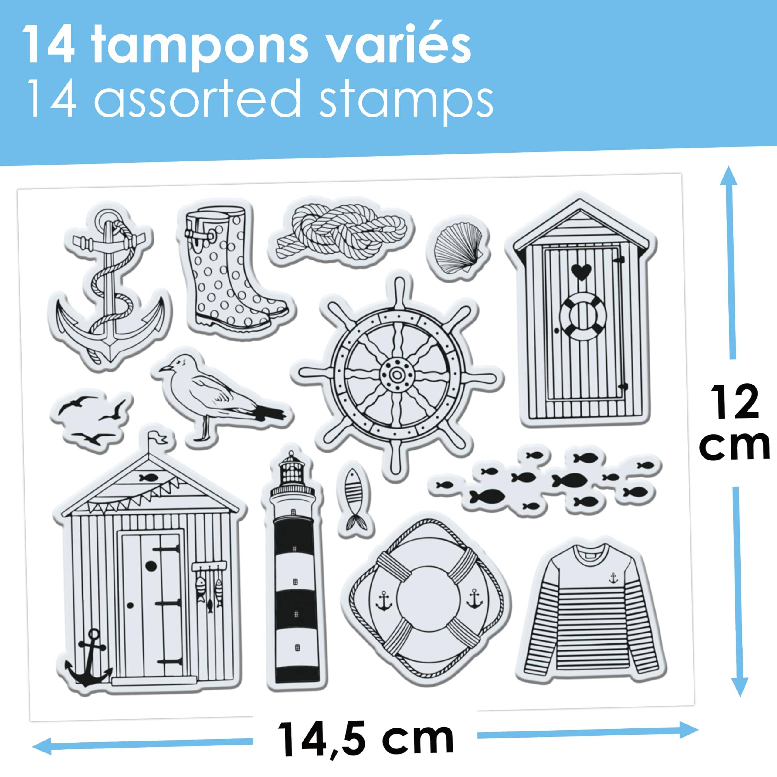 Aladine - 14 Sea Stamps - Transparent Stamps - Stampo Clear - 04244, Small to Medium - Image 4