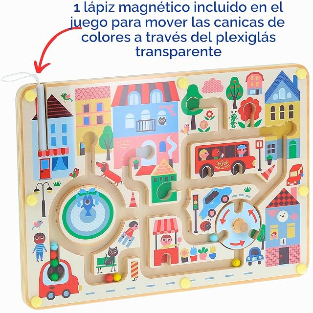 Foto 2 de 8 de Laberinto Magnético Mi Pequeña Ciudad de Madera para Niños desde 3 Años
