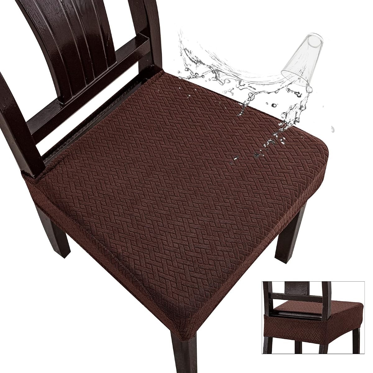 Genina Waterproof Seat Covers for Dining Room Chairs, Rear Gapped