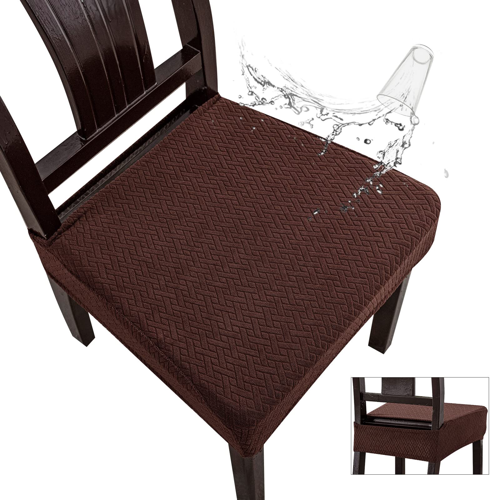 Genina Waterproof Seat Covers for Dining Room Chairs, Rear Gapped