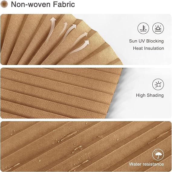 Maritown No Drill Temporary Blinds for Windows Stick on Pleated Shades | Easy Fit, Cut to Size, Thermal, for Bedroom Kitchen Bathroom, Doors, Renter Home, Office, Light Filtering, Privacy, Removable