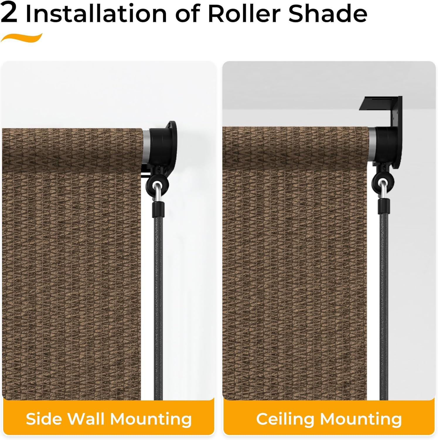 HOMEDEMO Outdoor Roller Shades for Patio, 6'W x 6' H(WxH) Coffee Roll up Shade for Outside，Sun Roller Shade Cloth Roll Blinds Cordless Waterproof for Porch Gazebo Pergola Balcony Backyard