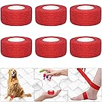 Twavang 6 Pack 1 Inches Self Adhesive Bandage Wrap Breathable Cohesive Bandage Elastic Tape for Pets, Athletic, Sports, Wrist, Knee, Ankle(5 Yards Per Roll, Red)