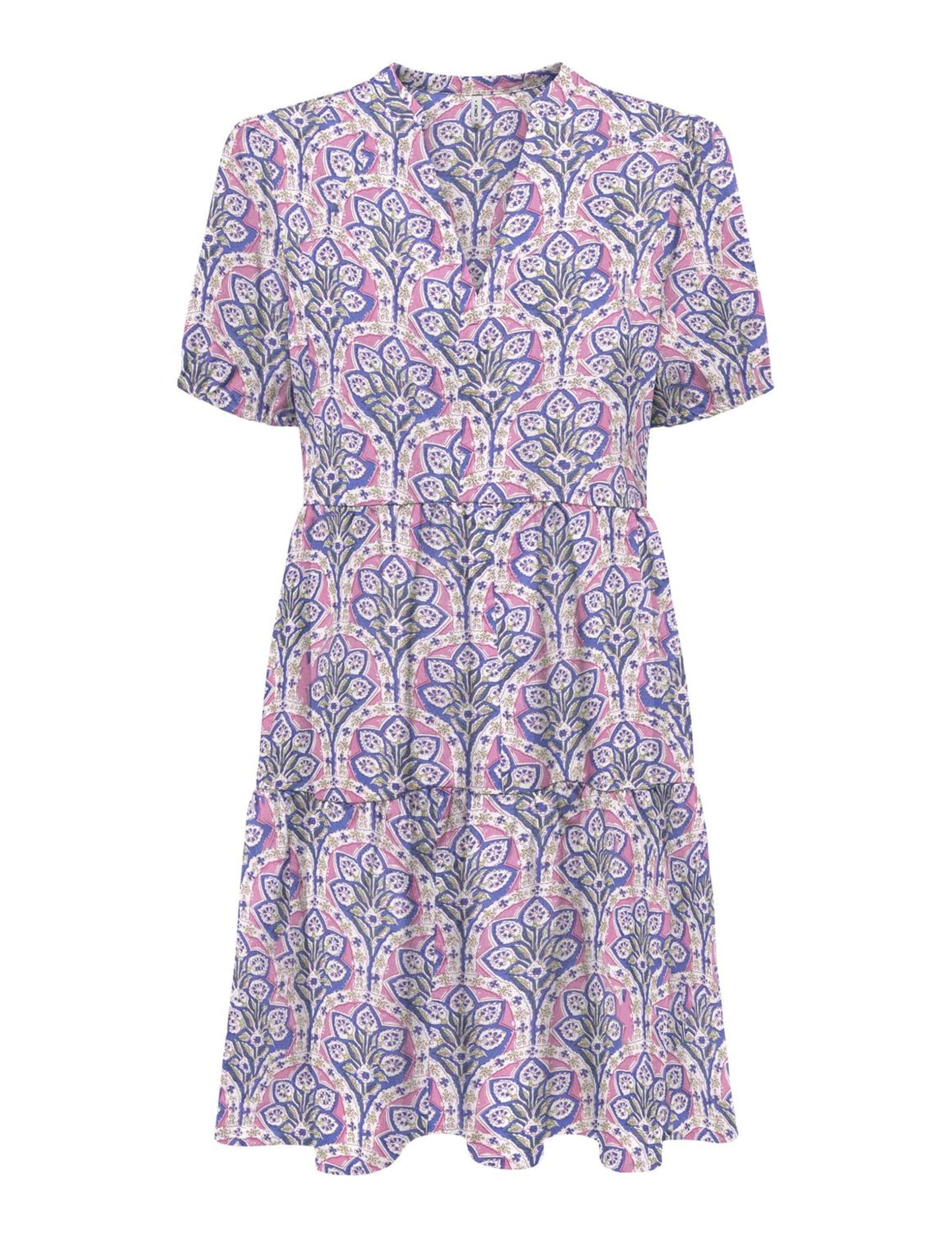 ONLY Women's Onlnova Life Vis S/S Thea Dress AOP, Honeysuckle, XS