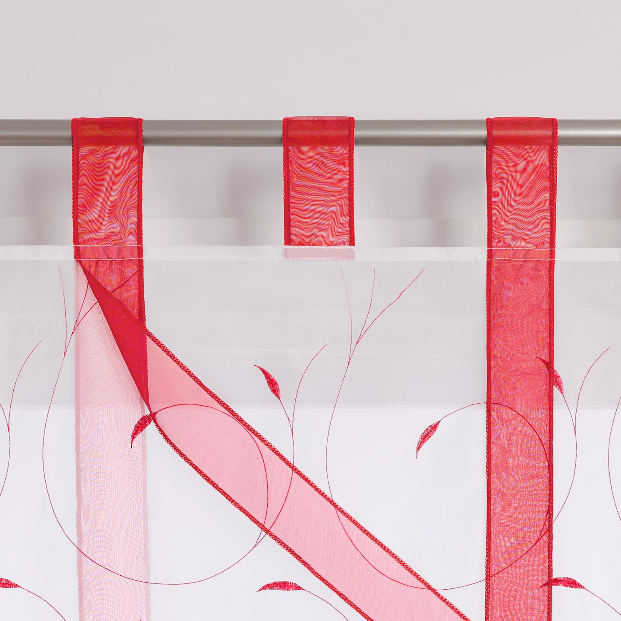 Raffrollos Mit Stickerei - Zarte Voile Gardinen Mit Bändchen