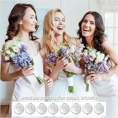 Miniatura 5 de 8 espejos de dama de honor regalos de novia dama de honor espejo compacto de boda espejo cosmético compacto bolsillo de mano espejo de maquillaje
