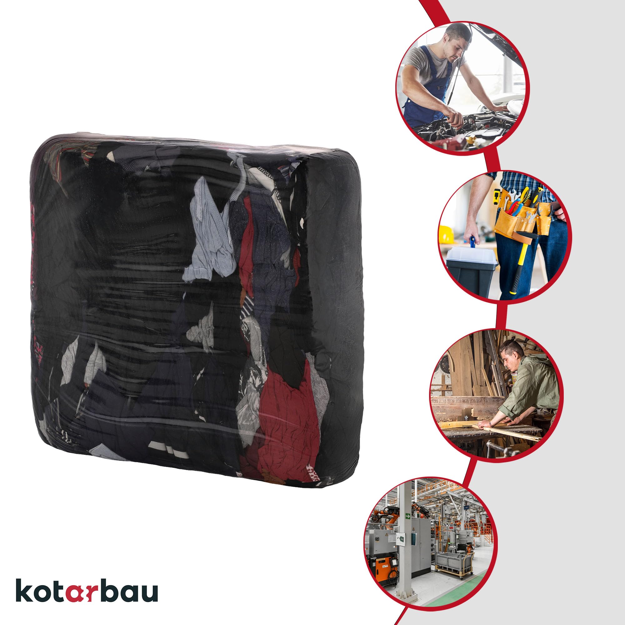 KOTARBAU Paños de limpieza para taller, 10 kg, de algodón, paños de limpieza para coche, paños de limpieza industriales, para taller, paños de cocina, paños para chimenea, juego de cuidado del coche