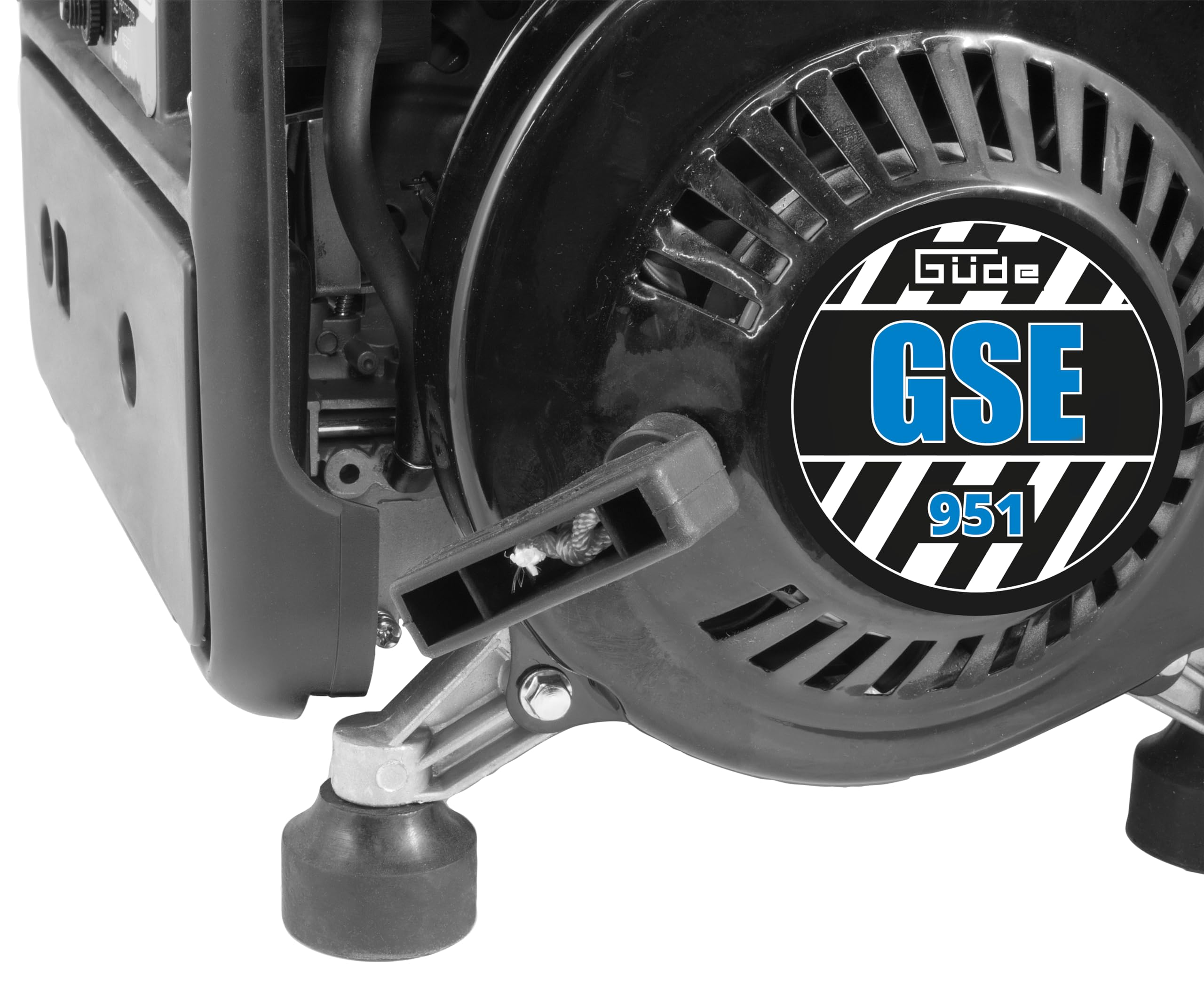 Güde Generador de corriente GSE 951 (motor de 2 tiempos, gasolina, 1/1,36 kW/CV, 1 toma de corriente de 230 V, máx. 720 W, autonomía hasta 7,5 h, depósito de 3,8 L, arranque de reversión, asa, peso