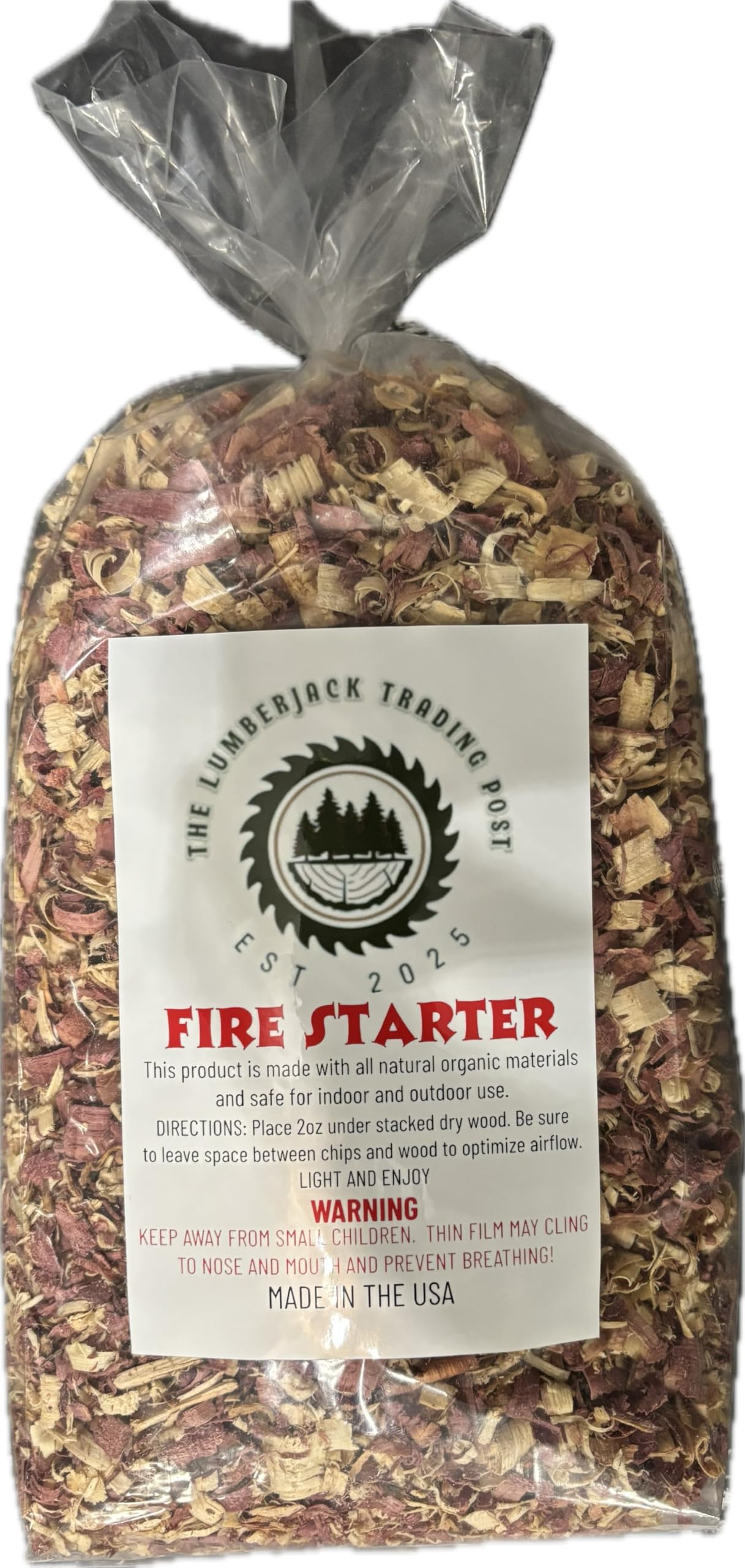 The Lumberjack Trading Post 1 lb Bag Fire Starter/Lighter - Kiln-Dried Cedar. Bonfires, Campfires, Woodburning Stoves, Fireplaces. Indoor/Outdoor Use. Organic, Easy and Fast Ignitor