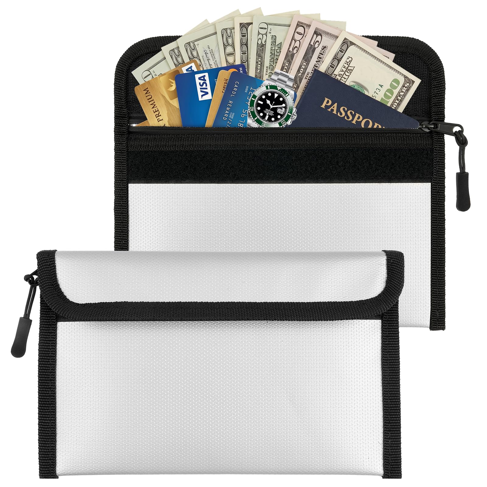 2 Pack Fireproof Bag Fireproof Document Bag Fire Proof Money Bag for Cash