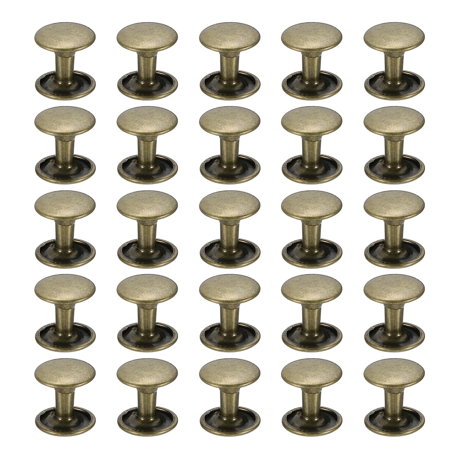 PATIKIL Leather Rivets, 160Sets Carbon Steel Double Cap Rivet Kits Craft Replacement Accessories for Handbags Belts Clothes Shoes, Coppery (10 x 10 Mm)