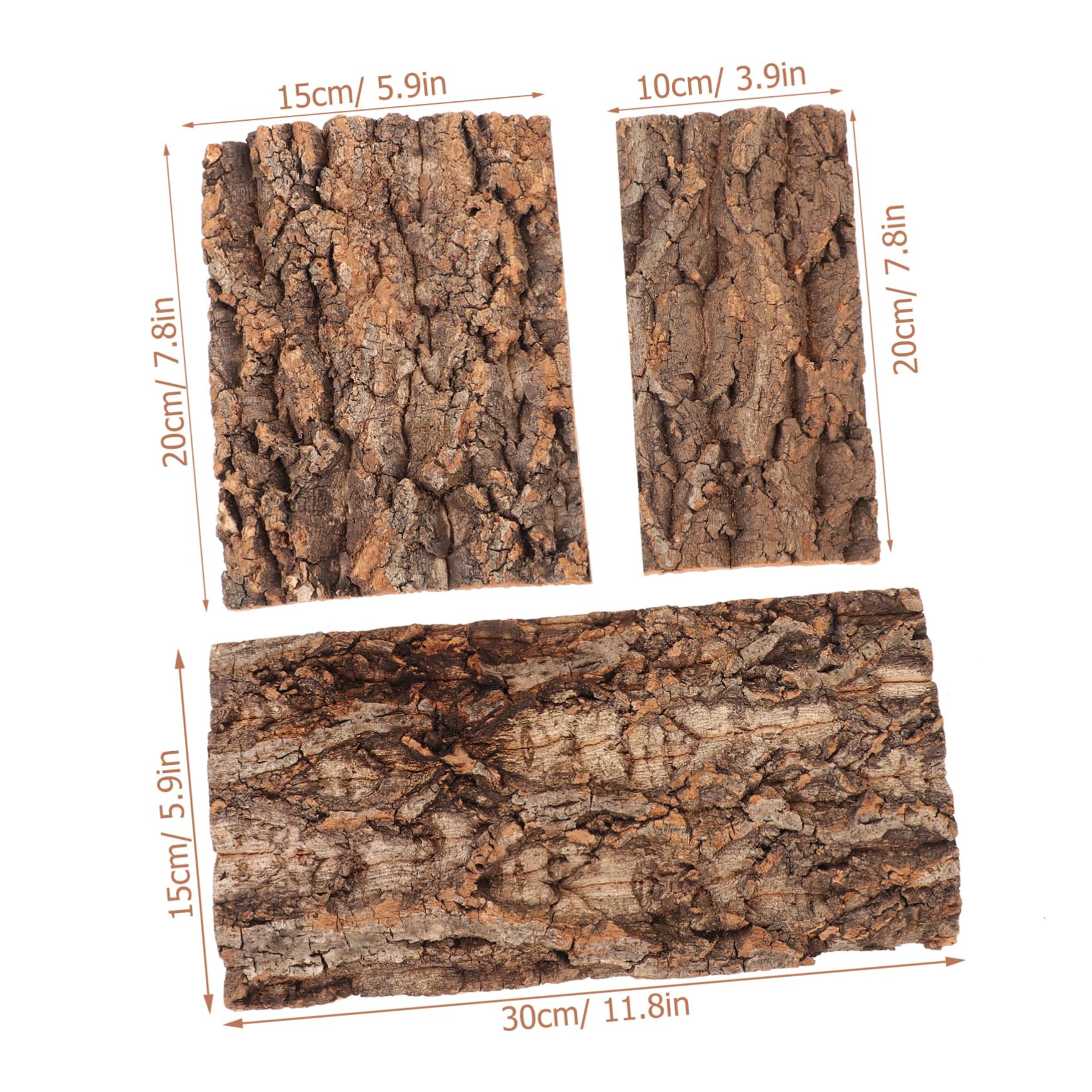 Abaodam 3Pcs Delicate Aquarium Bark Background for Reptile Tanks Natural Tree Bark Decor Habitat Climbing Mat for Fish and Reptile Terrarium Compact