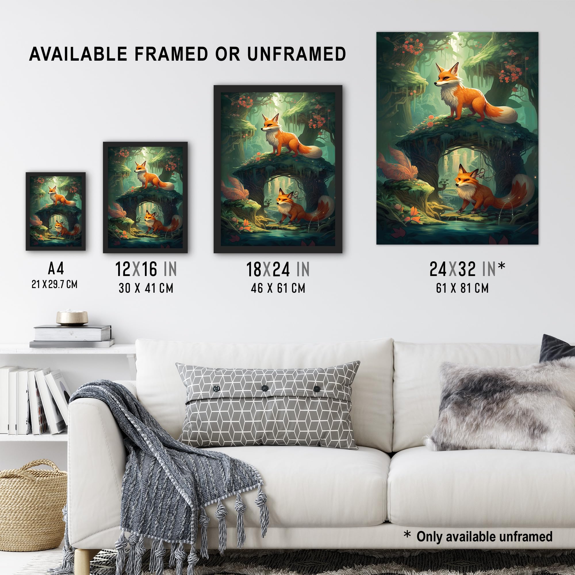 Amazon.com: Artery8 Kitsune Fox Spirits Painting Spring Blooms and