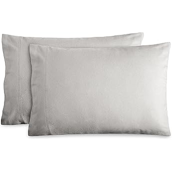Tribeca Living Standard German Flannel Pillowcases, Set of 2, 200-GSM Heavyweight Cotton, Macchiato
