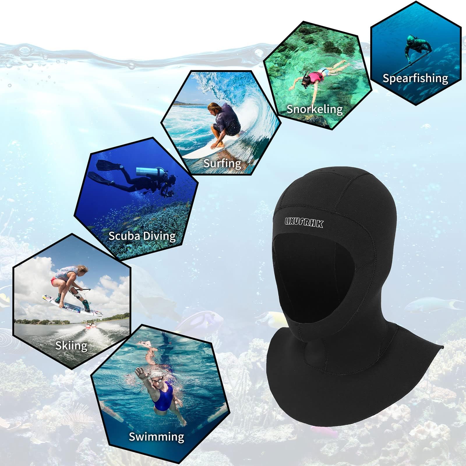 Traje de neopreno con capucha de buceo para hombres y mujeres, buceo, esnórquel, kayak, natación, vela, canoa, surf, deportes acuáticos
