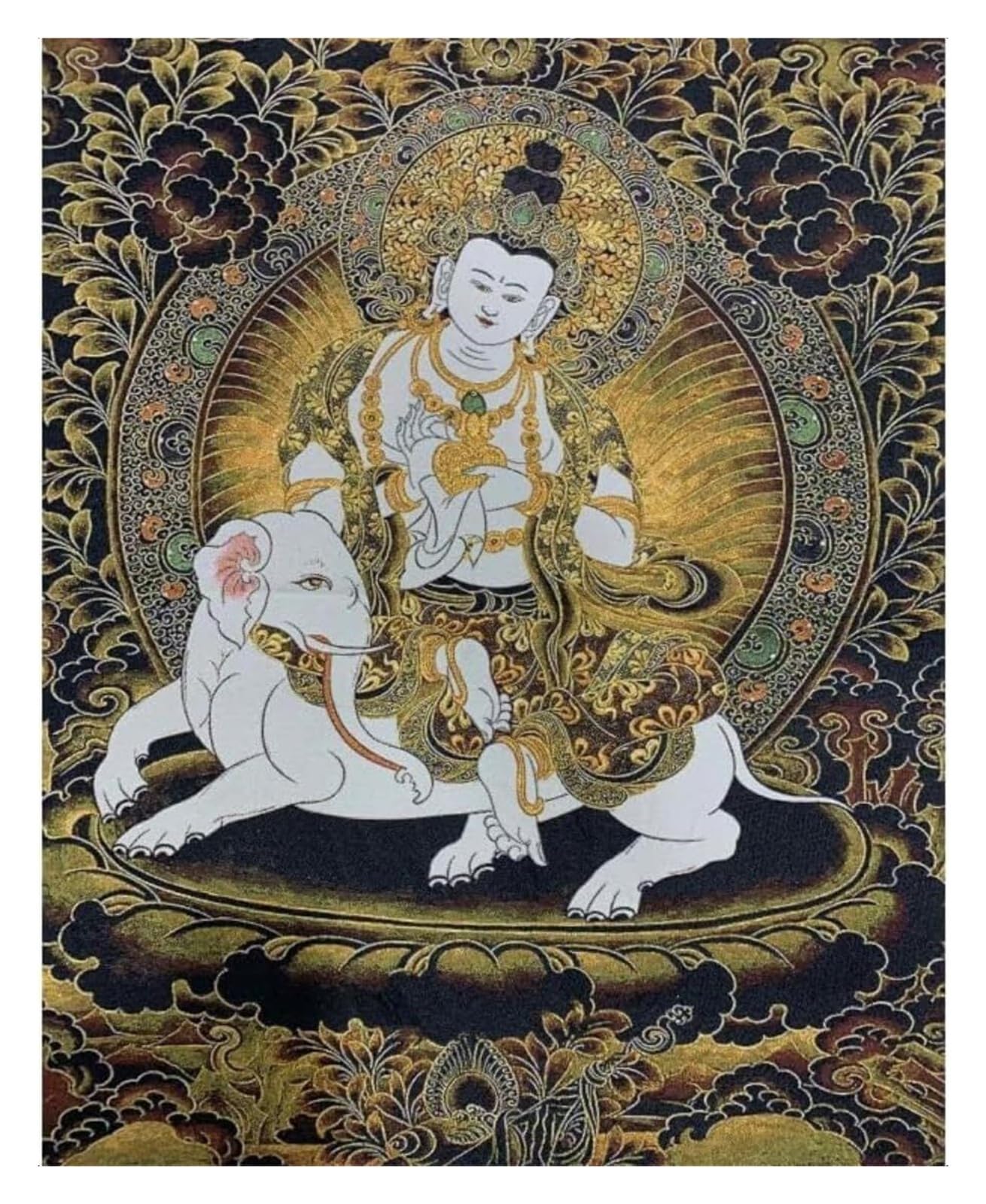PZOFERLIN Ricamo tibetano Thangka Ricamo in seta Thangka tibetano Samantabhadra Bodhisattva da appendere alla parete 60x90 cm