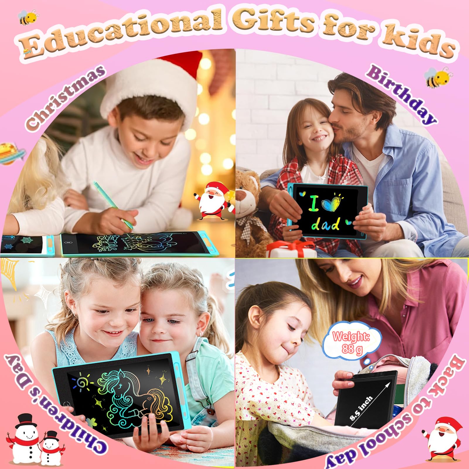Yidedraw Toys LCD Writing Tablet 4PC 8.5 Inch Colorful Screen Drawing Tablet, Doodle Board for Ages 3-12 Years Old Boys Girls, Electronic Drawing Pad for Kids, Gifts for Christmas & Birthday — view 6