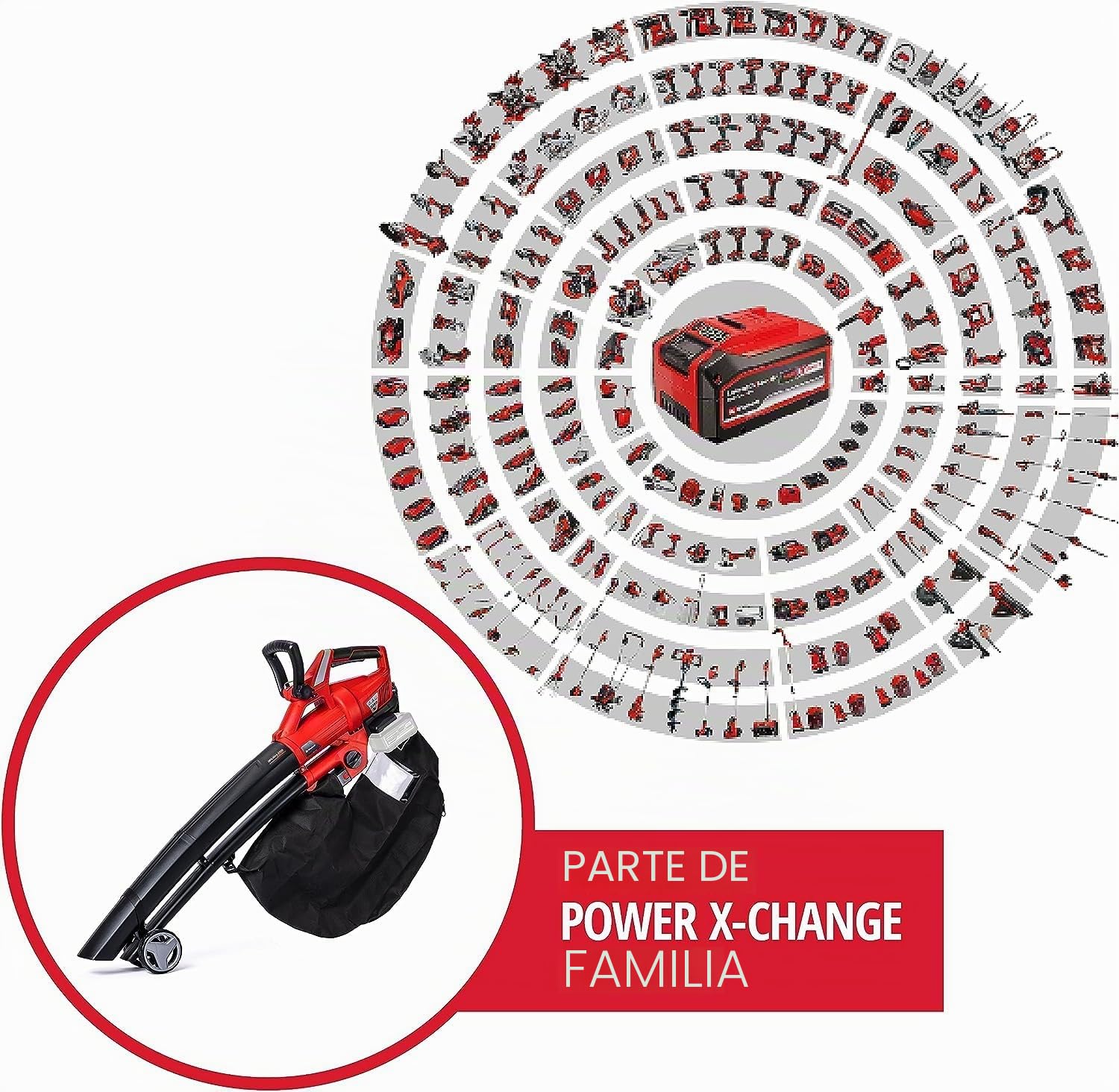 Einhell GE-CL 36 Li E Solo - Aspirador-soplador de Hojas con tecnología Power X-Change 2x18V (Flujo de Aire de 210 km/h, Bolsa de 45 l, 8000-13000 RPM) (Ref. 3433600)