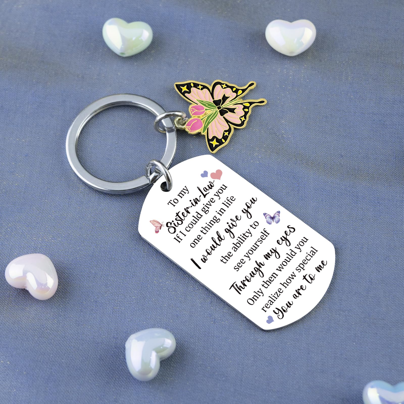 Sister In Law Gifts for Women Birthday Gifts for Sister In Law Mothers Day Women Unique Wedding Gift Sentimental Butterfly Keychain