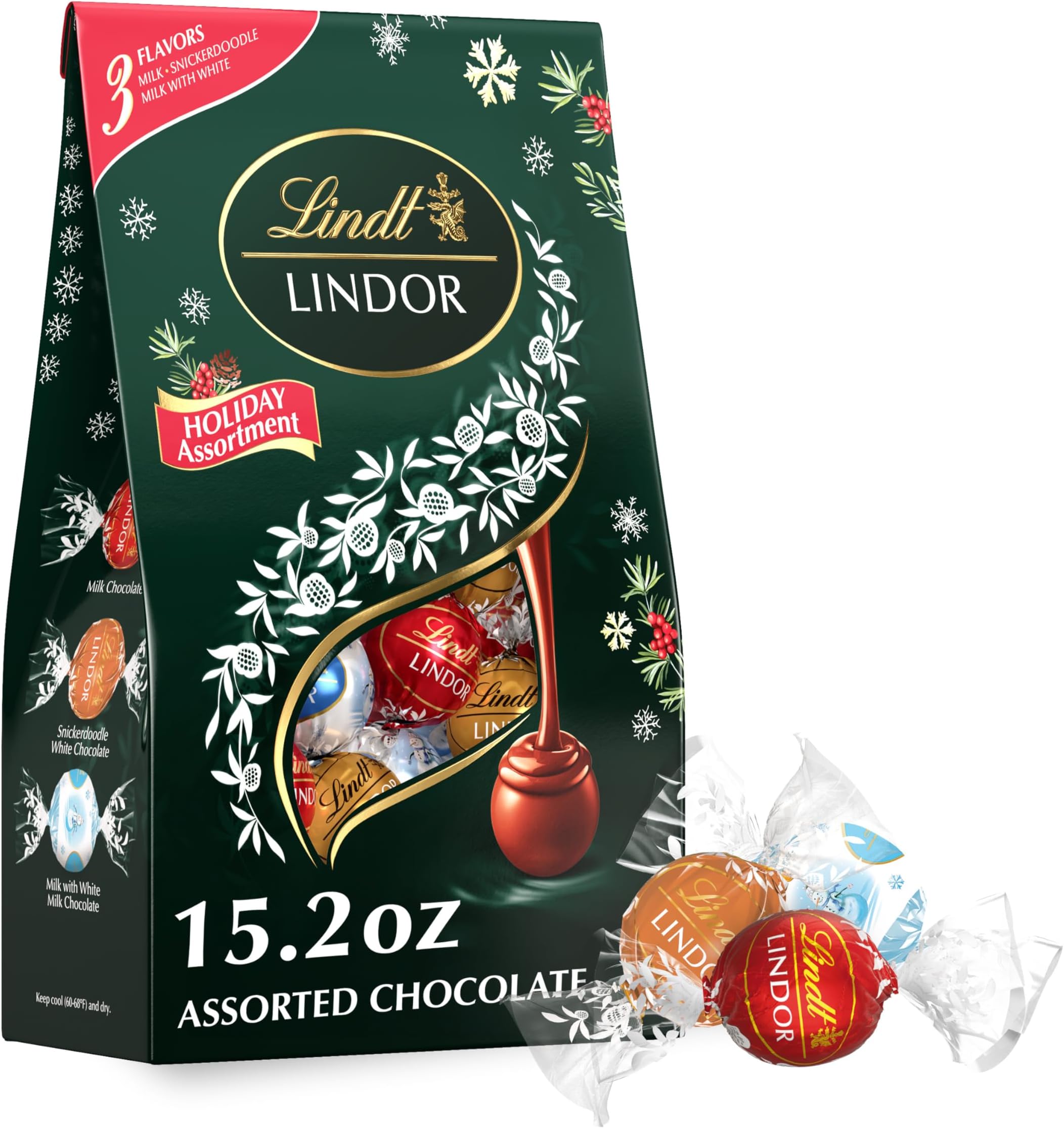 Lindt LINDOR Holiday Assorted Peppermint Truffles