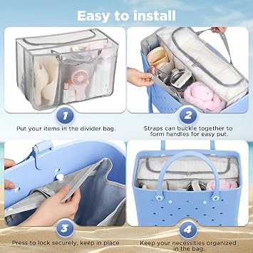 OUTXE Beach Bag Organizer Compatible with Bogg Bag X Large, Mesh & EVA