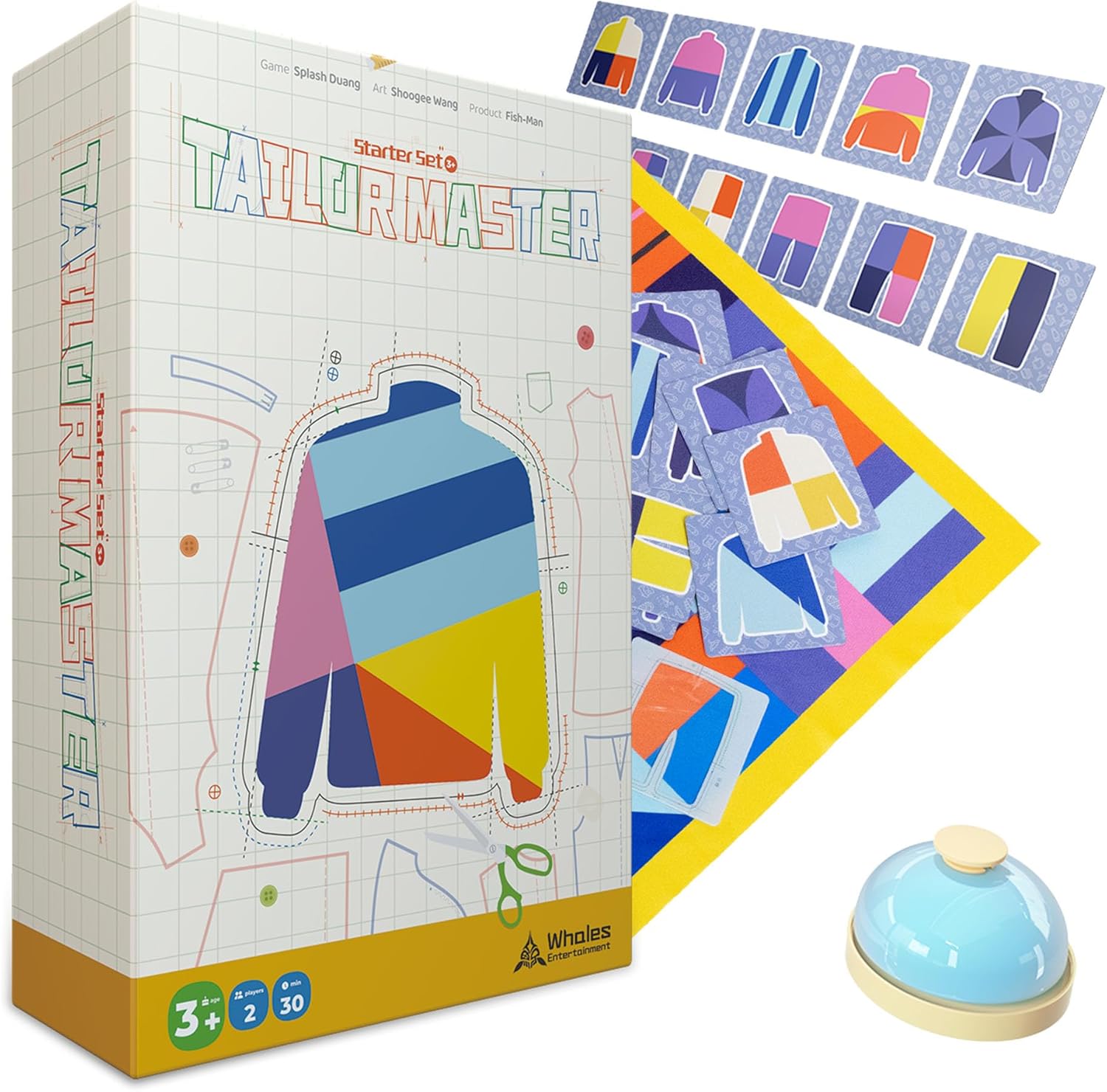 Whales Entertainment |Tailor Master Board Game for Kids 3 +| Family Game Night | Memory Matching Card with Bell Tap| Educational and Fun for Preschool,Toddlers and Parents|Helps Improve Concentration