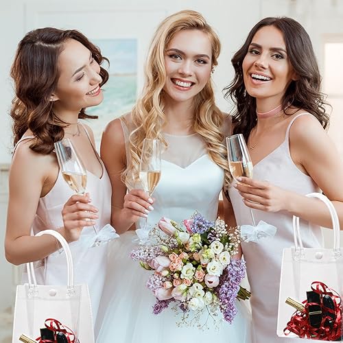 Miniatura 5 de 16 bolsas de regalo de PVC transparente con asas, bolsas de regalo de plástico transparente reutilizables para celebraciones, fiestas, bodas,