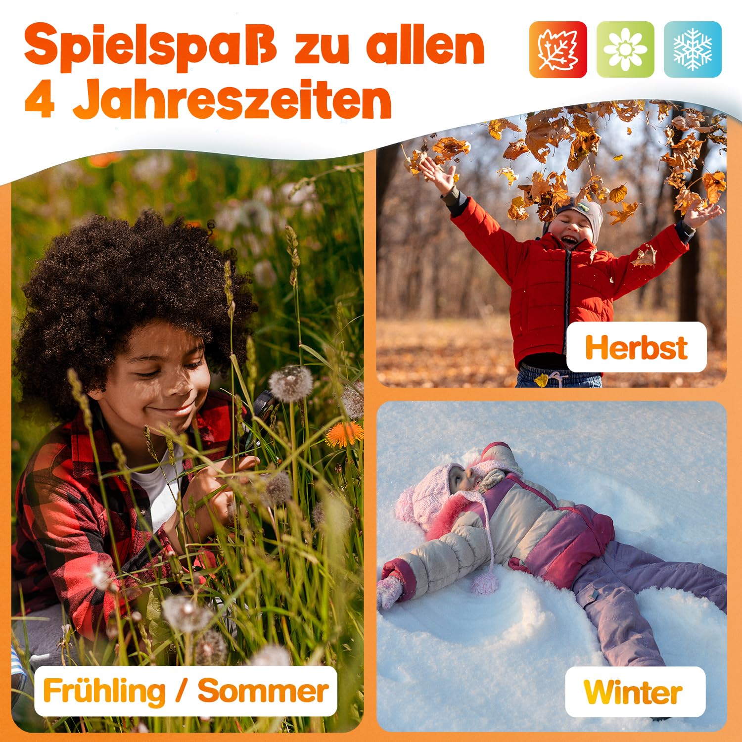 MUTKIND® 50x Entdeckerkarten für Kinder (ALLE 4 Jahreszeiten) - Spannendes Suchspiel zum Natur entdecken - 100 Aufgaben - Outdoor Spiele für Kinder - Geschenk Junge und Mädchen ab 4, 5, 6, 7, 8 Jahre - 5