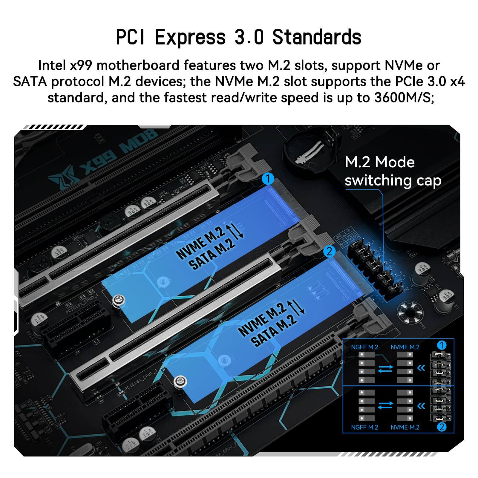 MACHINIST Scheda madre server X99 LGA 2011-V3, per processore CPU Intel Xeon E5 v3 v4, supporto DDR4 Max 256 GB, Gigabit LAN, PCIe 3.0, NGFF/NVME M.2, SATA 3.0, USB 3.0, E-ATX